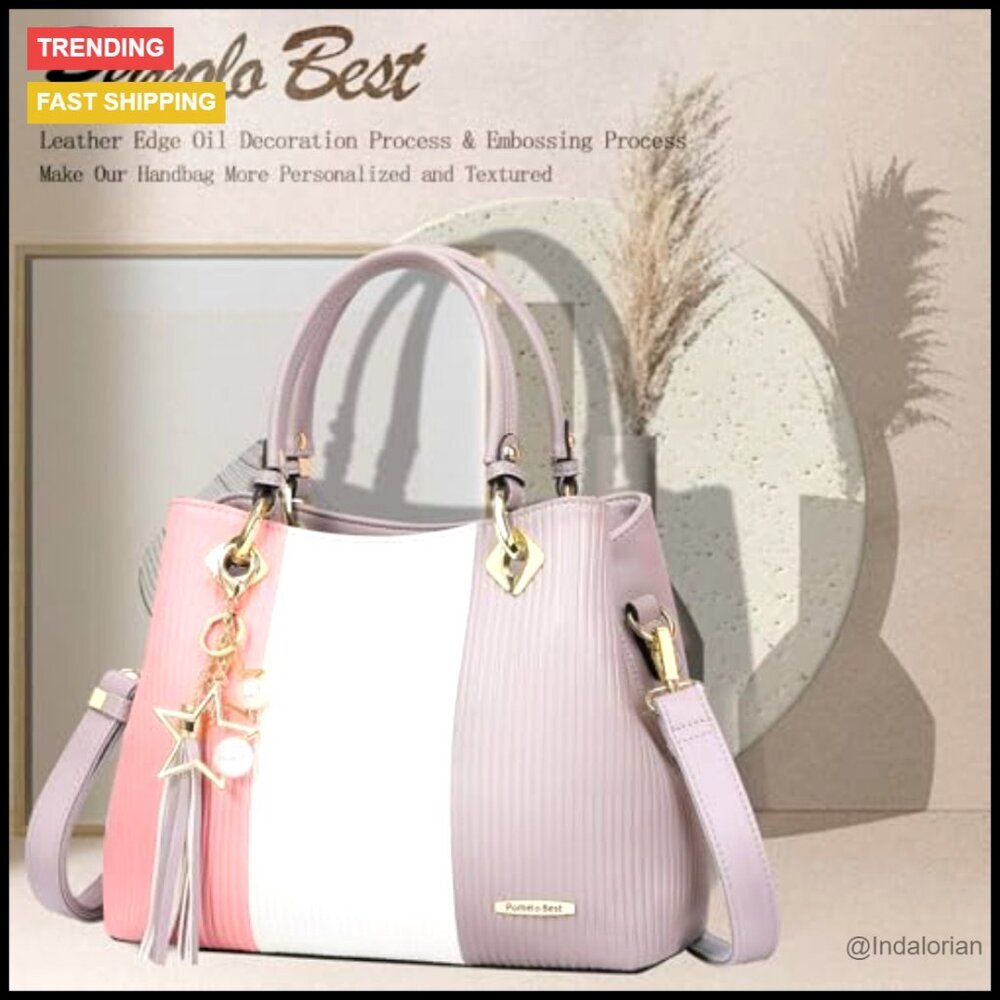 Leather Satchel Tote with Adjustable Strap Multiple Pockets Elegant Chic Handbag - Picture 3 of 7